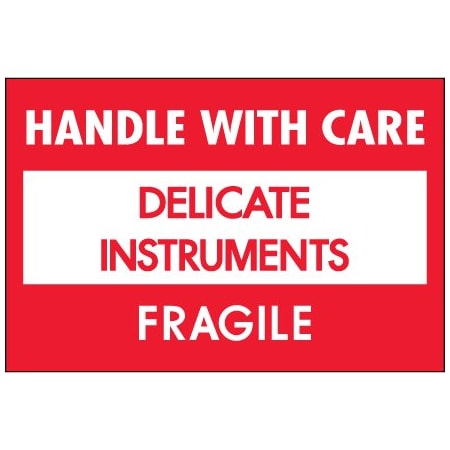 Bsc Preferred 2 x 3'' - ''Delicate Instruments - HWC'' - Fragile Labels, Style 1, 500PK BUY00021193